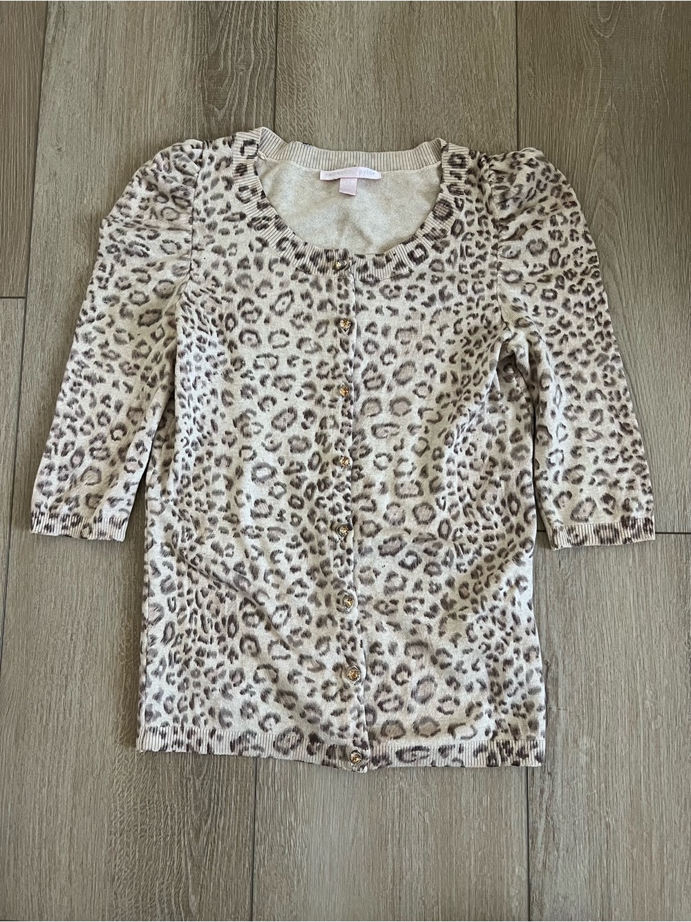 Rebecca Taylor Beige Leopard Print Cashmere Silk Blend Cardigan XS